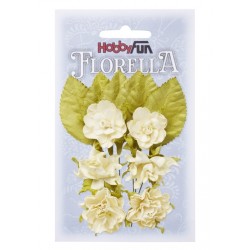Florella kwiatki papierowe 2-4cm MIX róż/zieleń 20szt.